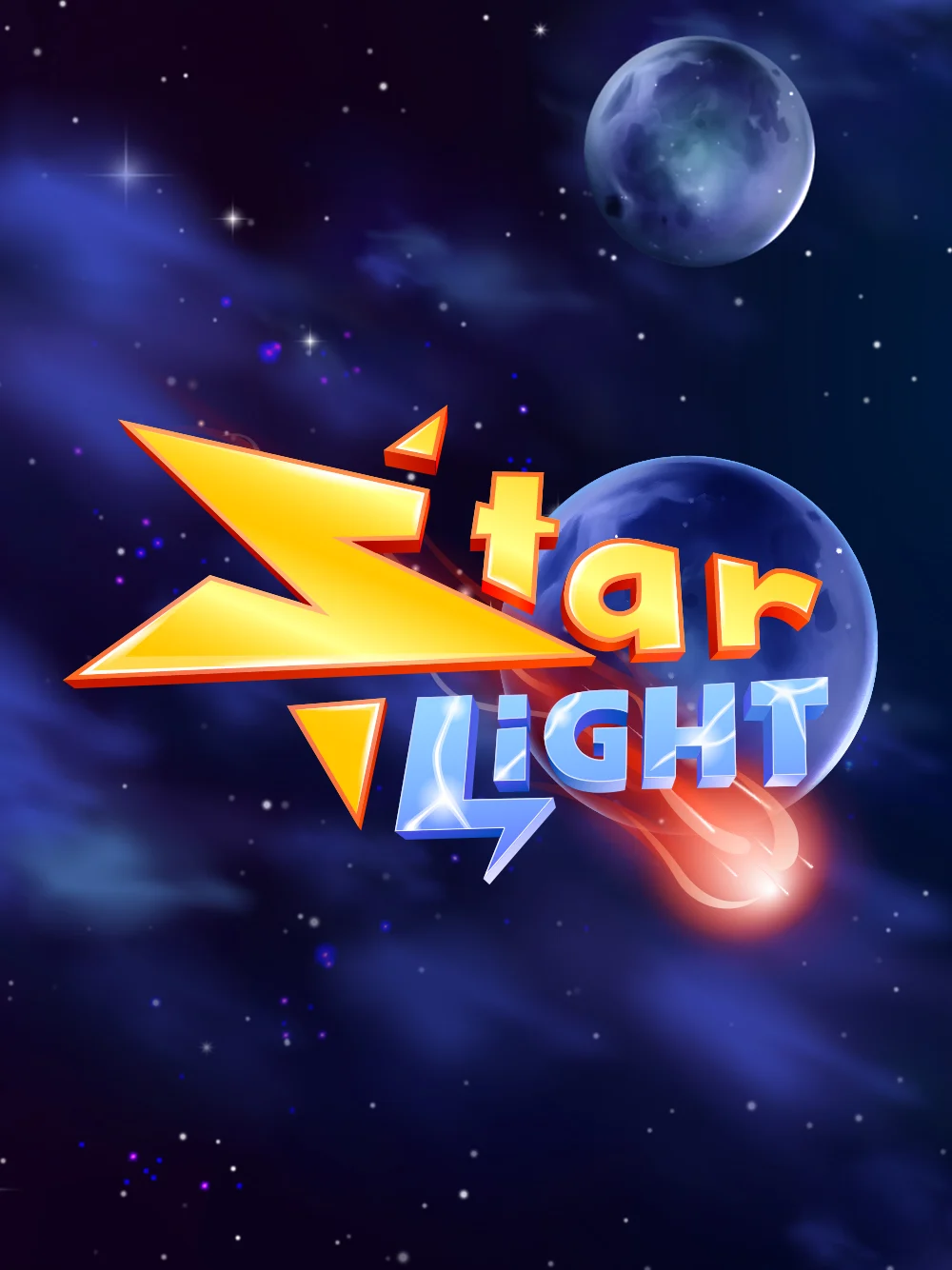 Arte de juego con luces estelares y estética futurista de alta intensidad.